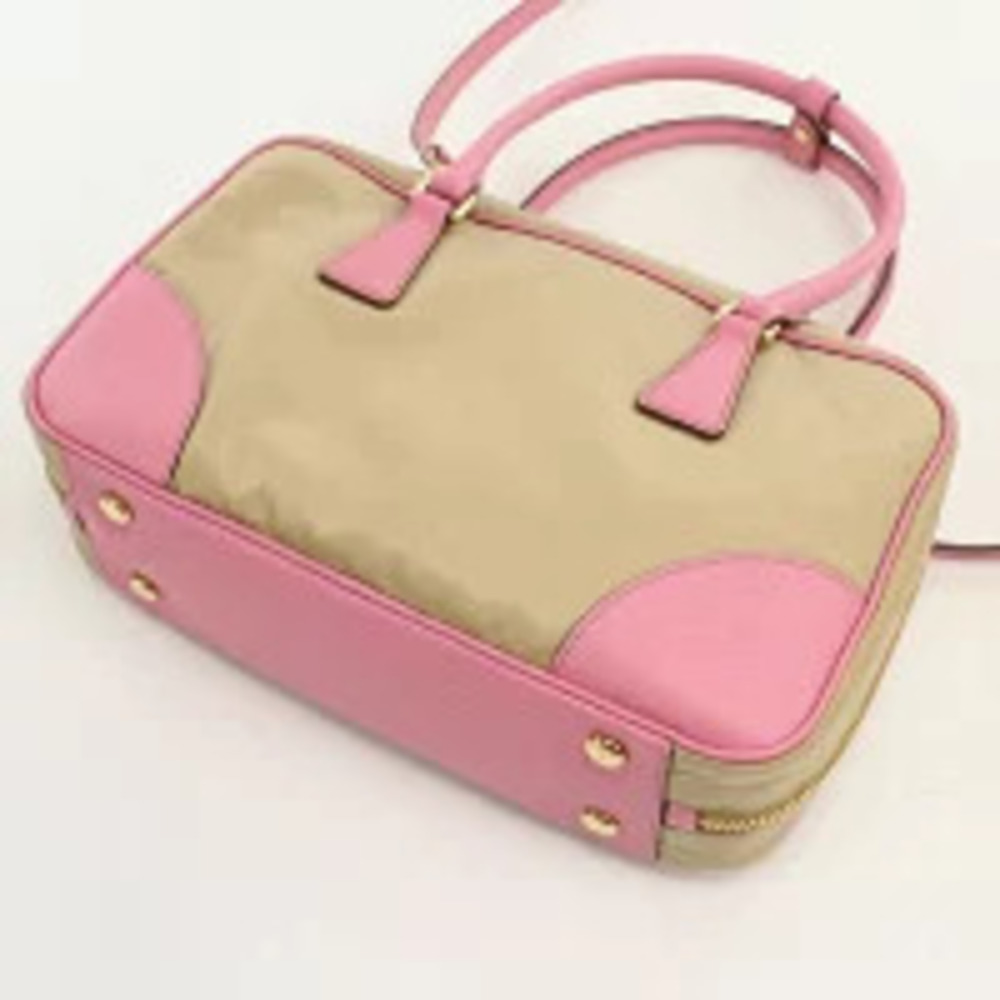 Prada Tessuto Boston Bag Leather Beige Cream